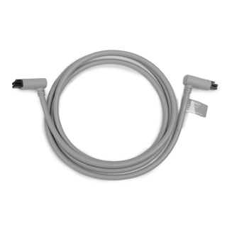 A coiled light gray 8ft cable with angled connectors on both ends, shown on a plain white background.