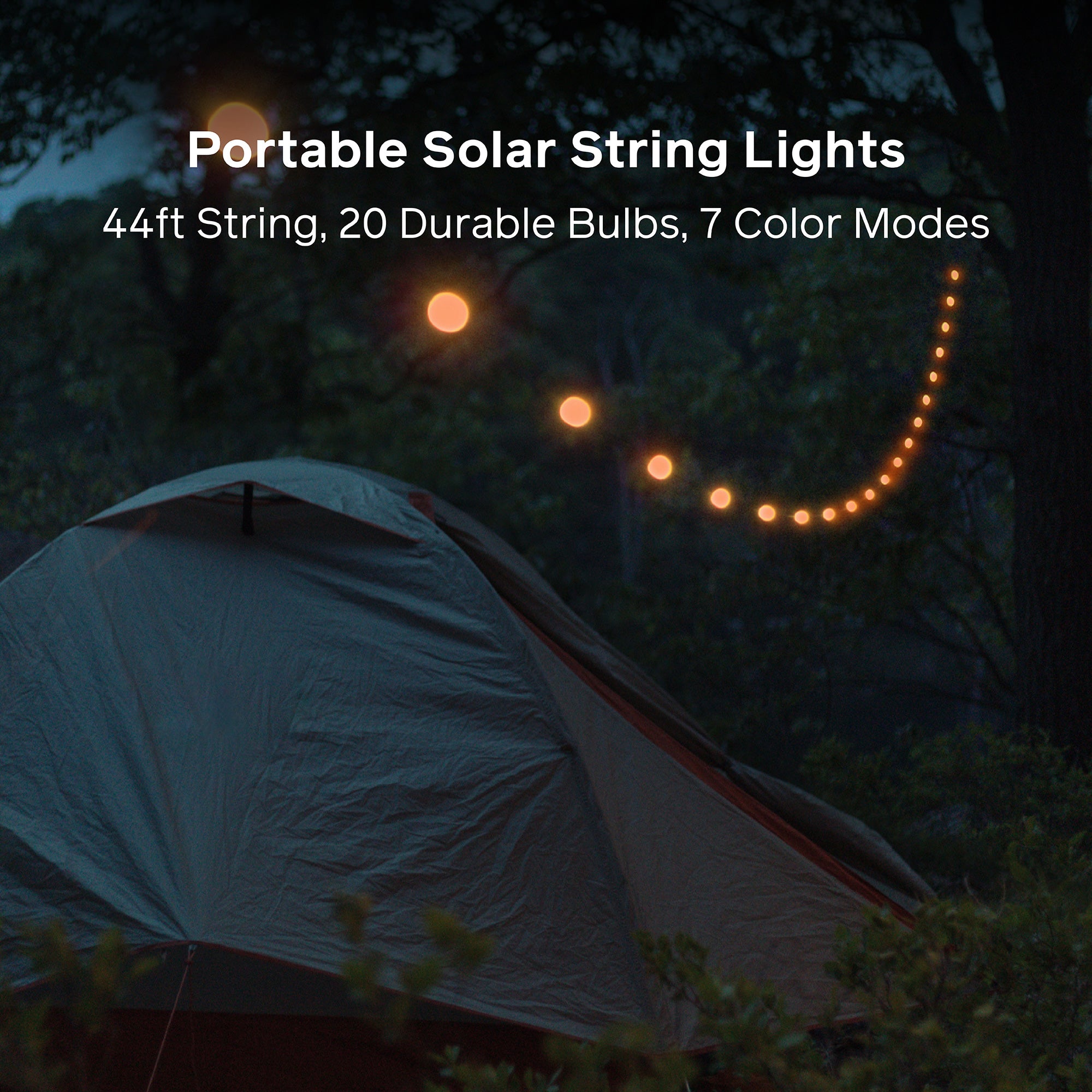 tent lights string Solar String Lights + Detachable Power Hub: Color 44'